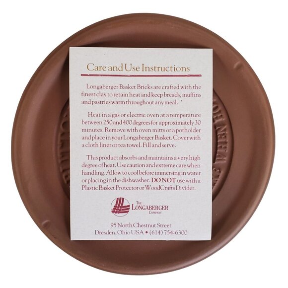 Longaberger Pottery Basket Weave Button Basket Warming Brick Bread #30198 - Picture 7 of 7